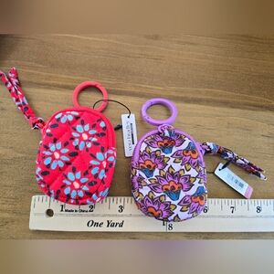 S/2 NWT Vera Bradley Outlet Charm Airpod Cases Venetian Flowers Scaevola Fan